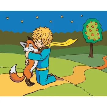 ZUTY Malování podle čísel - MALÝ PRINC OBJÍMÁ LIŠKU Rozměr: 40x50 cm, Rámování: bez rámu a bez vypnutí plátna