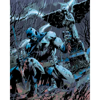 ZUTY Malování podle čísel - BATMAN NA HŘBITOVĚ Rozměr: 40x50 cm, Rámování: bez rámu a bez vypnutí plátna