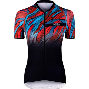cyklistický dres Dres FORCE LIFE LADY krátký rukáv, černo-petrol-červený Velikost: S