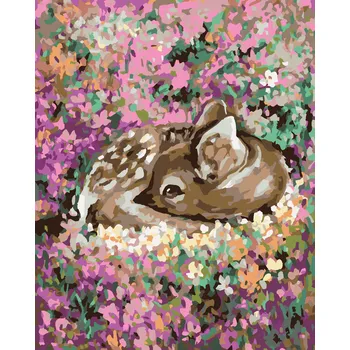 ZUTY Malování podle čísel - KOLOUŠEK MEZI KVĚTINAMI Rozměr: 40x50 cm, Rámování: bez rámu a bez vypnutí plátna