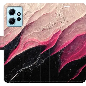 Pouzdro na mobilní telefon Flip pouzdro iSaprio - Xiaomi Redmi Note 12 5G / Poco X5 5G - BlackPink Marble - kapsičky na karty (Knížkový flip kryt, obal, pouzdro iSaprio na mobil Xiaomi Redmi Note 12 5G / Poco X5 5G - BlackPink Marble - 360° ochrana telefonu, přihrádka na karty a)