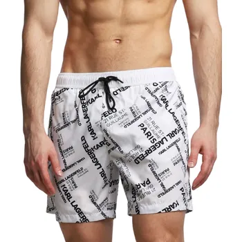 Pánské plavky Karl Lagerfeld KL22MBM09 pánské šortky bílé