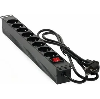 Prodlužovací kabel Rozvodný panel MHPower PDU-FR4K8 19" 8x230V, 16A, 4000W, černý, kabel 1,8m, hliníkový