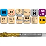 NÁSTROJE CZ Závitník strojní M6x1 ISO2 HSSCo5 TiN DIN 376 RSP35 - 4360 - CZZ4360-M6-ISO2