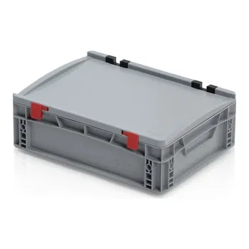 Úložný box Plastová EURO přepravka s víkem - plný úchyt, 40x30x13,5 cm, slevy