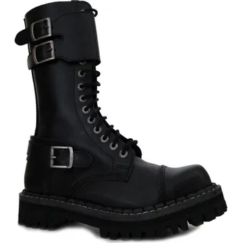 Moto obuv boty kožené KMM 14 dírkové černé se 3 přezkama Velikost: 41