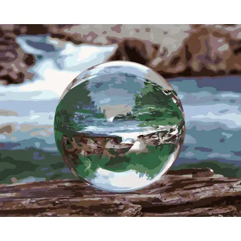 ZUTY Malování podle čísel - KŘIŠŤÁLOVÁ KOULE S ODRAZEM VODOPÁDU Rozměr: 80x100 cm, Rámování: bez rámu a bez vypnutí plátna