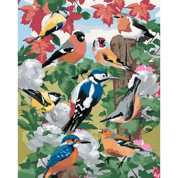 Hračka ZUTY Malování podle čísel - PTÁCI A BÍLÉ KVĚTINY (HOWARD ROBINSON) Rozměr: 40x50 cm, Rámování: bez rámu a bez vypnutí plátna