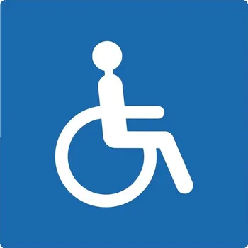 Samolepicí protiskluzové značení na vozovky, uživatelé invalidního vozíku – PVC, modrá, 400×400 mm