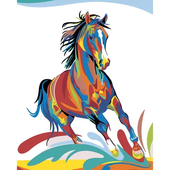 ZUTY Malování podle čísel - BAREVNÝ KŮŇ Rozměr: 40x50 cm, Rámování: bez rámu a bez vypnutí plátna