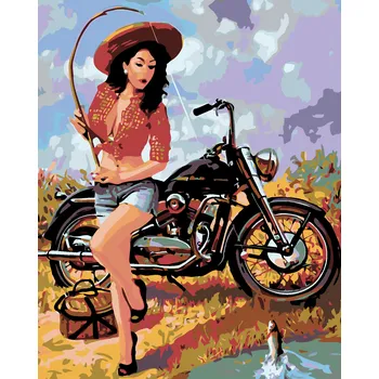 Dětské zboží ZUTY Malování podle čísel - RYBÁŘKA S MOTORKOU Rozměr: 40x50 cm, Rámování: vypnuté plátno na rám