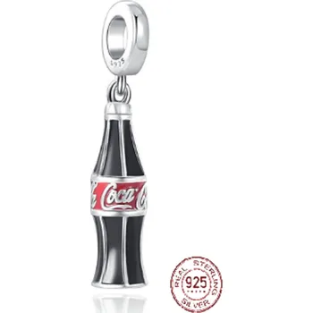 Přívěsek Charm Sterlingové stříbro 925 Coca Cola láhev, přívěsek na náramek, jídlo a pití