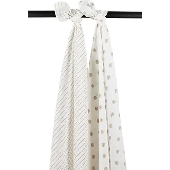 Meyco Mušelínové pleny 2-balení Dot stripe sand