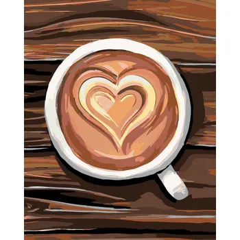 ZUTY Malování podle čísel - KÁVA Z LÁSKY Rozměr: 40x50 cm, Rámování: bez rámu a bez vypnutí plátna