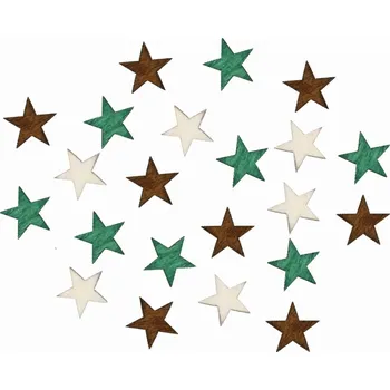 Vánoční dekorace Anděl Přerov, s.ro. Dřevěné hvězdy hnědé a zelené 2 cm, 24 ks