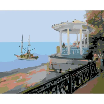 ZUTY Malování podle čísel - ALTÁNEK NAD MOŘEM Rozměr: 40x50 cm, Rámování: bez rámu a bez vypnutí plátna