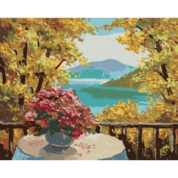 ZUTY Malování podle čísel - HORSKÉ JEZERO A PODZIMNÍ LES Rozměr: 40x50 cm, Rámování: bez rámu a bez vypnutí plátna