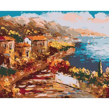 ZUTY Malování podle čísel - VÝHLED Z ŘECKÉHO PŘISTAVU Rozměr: 40x50 cm, Rámování: bez rámu a bez vypnutí plátna