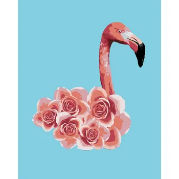 ZUTY Malování podle čísel - PLAMEŇÁK A RŮŽE Rozměr: 40x50 cm, Rámování: bez rámu a bez vypnutí plátna