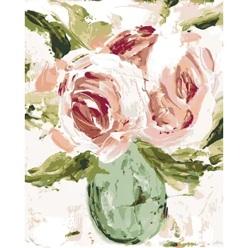 ZUTY Malování podle čísel - ZÁTIŠÍ RŮŽE VE VÁZE (HALEY BUSH) Rozměr: 40x50 cm, Rámování: bez rámu a bez vypnutí plátna