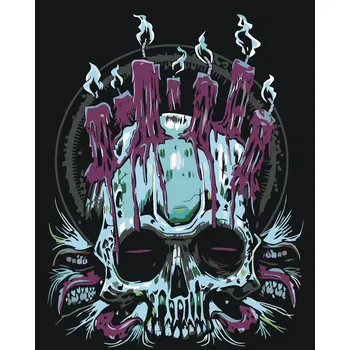 ZUTY Malování podle čísel - LEBKA A SVÍČKY Rozměr: 40x50 cm, Rámování: bez rámu a bez vypnutí plátna