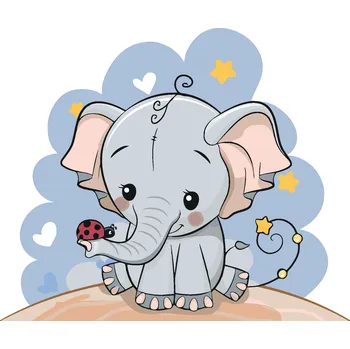 ZUTY Malování podle čísel - SLON S BERUŠKOU Rozměr: 40x50 cm, Rámování: bez rámu a bez vypnutí plátna