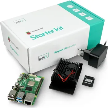 Stolní počítač Sada s Raspberry Pi 4B WiFi 2 GB RAM + 32 GB microSD + příslušenství - pouzdro se dvěma ventilátory
