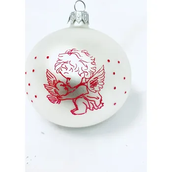 Vánoční ozdoba Irisa Skleněná vánoční ozdoba s textem na přání, anděl červený, 1 ks, 8 cm 8 cm bílá