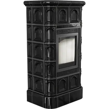 Krbová kamna KRATKI BLANKA 8kW ø 160mm - kachlová kamna černá