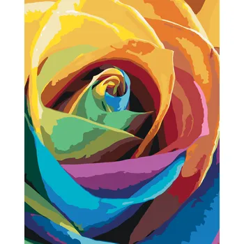 ZUTY Malování podle čísel - DUHOVÁ RŮŽE Rozměr: 40x50 cm, Rámování: bez rámu a bez vypnutí plátna