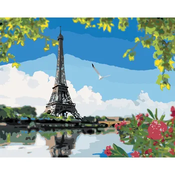 ZUTY Malování podle čísel - EIFFELOVA VĚŽ POHLED OD ŘEKY Rozměr: 40x50 cm, Rámování: vypnuté plátno na rám