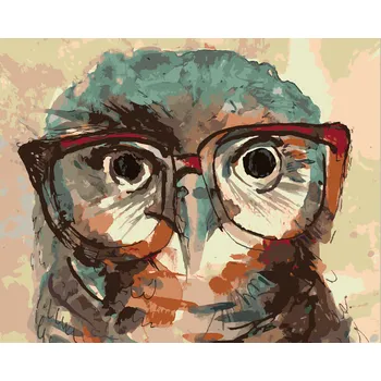 ZUTY Malování podle čísel - SOVA S BRÝLEMI Rozměr: 40x50 cm, Rámování: bez rámu a bez vypnutí plátna
