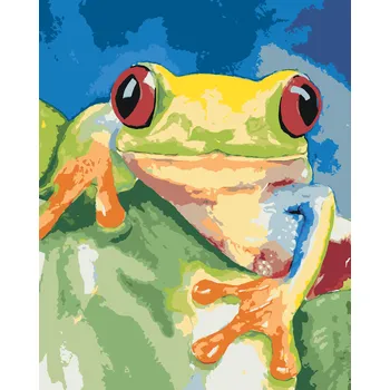 ZUTY Malování podle čísel - ŽÁBA SEDÍCÍ NA LISTU Rozměr: 40x50 cm, Rámování: bez rámu a bez vypnutí plátna