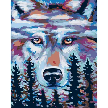 ZUTY Malování podle čísel - VLK STRÁŽCE LESŮ Rozměr: 40x50 cm, Rámování: bez rámu a bez vypnutí plátna