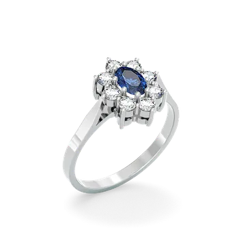 Prsten SOLUNA Luxusní zlatý prsten s tmavě modrým zirkonem LITTLE SNOWFLAKE bílé zlato VELIKOST: 49 - 15,6 mm