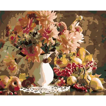 ZUTY Malování podle čísel - KVĚTINY VE VÁZE Rozměr: 80x100 cm, Rámování: vypnuté plátno na rám