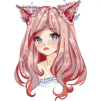 ZUTY Malování podle čísel - ANIME DÍVKA S RŮŽOVÝMI VLASY Rozměr: 40x50 cm, Rámování: vypnuté plátno na rám