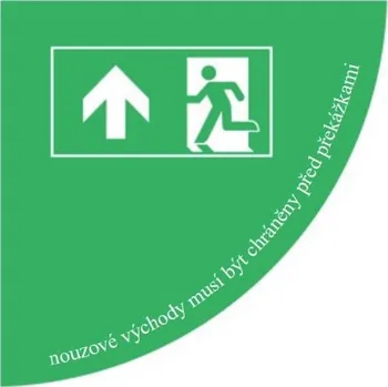 Samolepicí plošné protiskluzové značení (čtvrtkruh), ''únikový východ'', levý roh – PVC, 900×900 mm