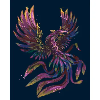 ZUTY Malování podle čísel - BAREVNÝ FÉNIX Rozměr: 40x50 cm, Rámování: vypnuté plátno na rám