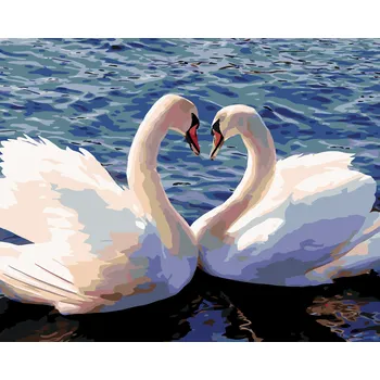 ZUTY Malování podle čísel - LABUTĚ II Rozměr: 40x50 cm, Rámování: vypnuté plátno na rám