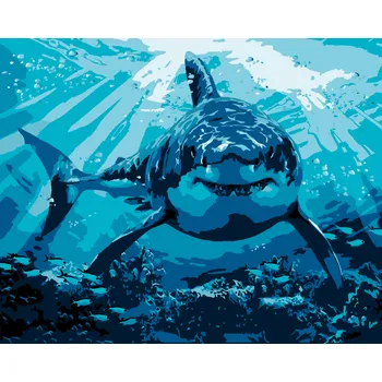 ZUTY Malování podle čísel - ŽRALOK BÍLÝ (HOWARD ROBINSON) Rozměr: 40x50 cm, Rámování: bez rámu a bez vypnutí plátna