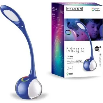 Stojací lampa NILSEN LED stolní lampa MAGIC dotyková, stmívatelná, 7W, barev.podsvícení, modrá US010