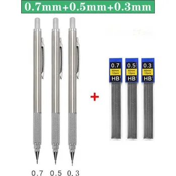 Mikrotužka Kovová mechanická tužka - 0,7 mm-0,5 mm-0,3 mm