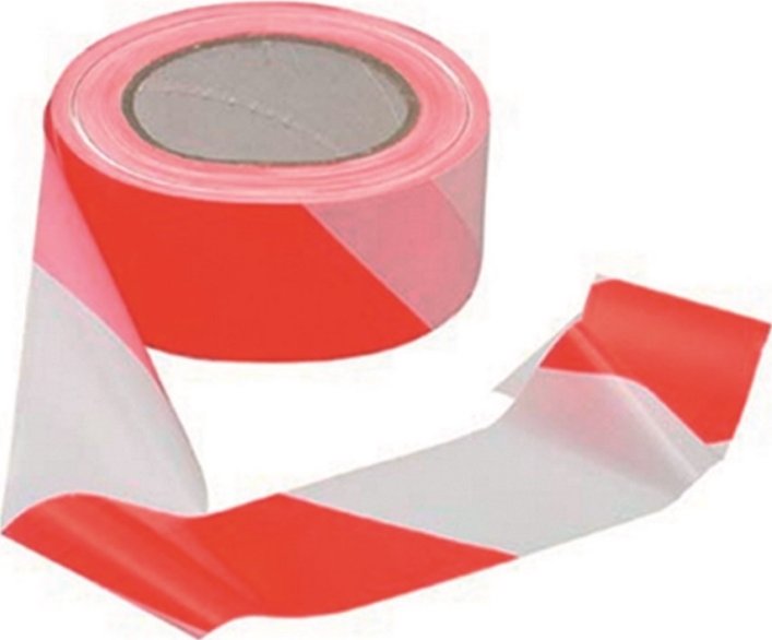 Výstražná vytyčovací vyznačovací páska, jednostranná – HDPE, červeno-bílá, 50 mm × 100 m