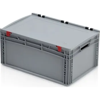 Úložný box Plastová EURO přepravka s víkem - otevřený úchyt, 60x40x28,5 cm, slevy