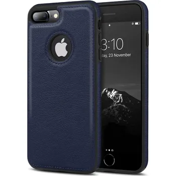 Pouzdro na mobilní telefon Kožený obal s výřezem pro logo iPhone 7/8 plus Barva: Tmavě modrá