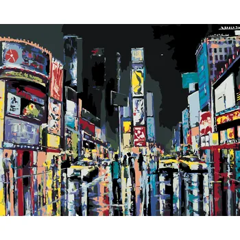 ZUTY Malování podle čísel - POHLED NA NOČNÍ NEW YORK Rozměr: 40x50 cm, Rámování: bez rámu a bez vypnutí plátna