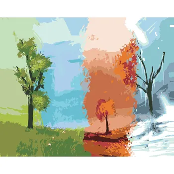 ZUTY Malování podle čísel - JEDEN STROM - ČTYŘI ROČNÍ OBDOBÍ Rozměr: 40x50 cm, Rámování: bez rámu a bez vypnutí plátna