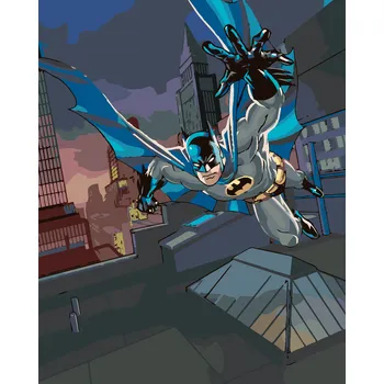 ZUTY Malování podle čísel - BATMAN NA STŘEŠE BUDOVY Rozměr: 40x50 cm, Rámování: vypnuté plátno na rám