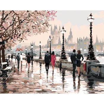 ZUTY Malování podle čísel - SAKURY V PRAZE (RICHARD MACNEIL) Rozměr: 40x50 cm, Rámování: bez rámu a bez vypnutí plátna